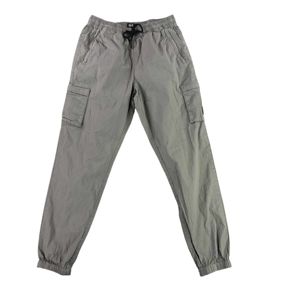 QILO Tactical Mens Large Grey Ripstop Stretch Cargo Jogger Pants EDC Streetwear